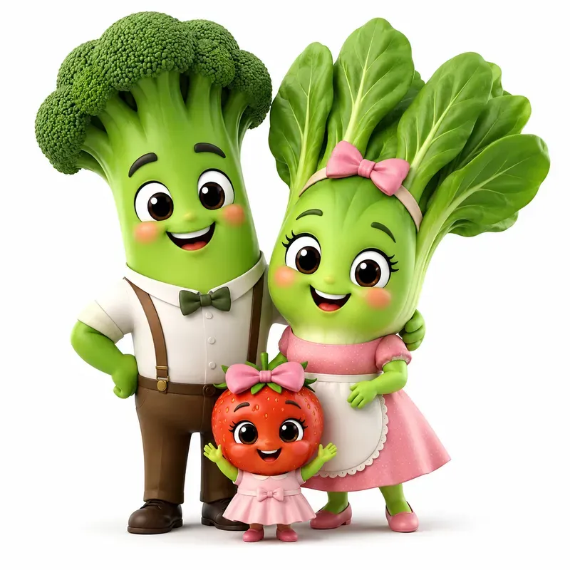 Cute 3D Vegetable Families