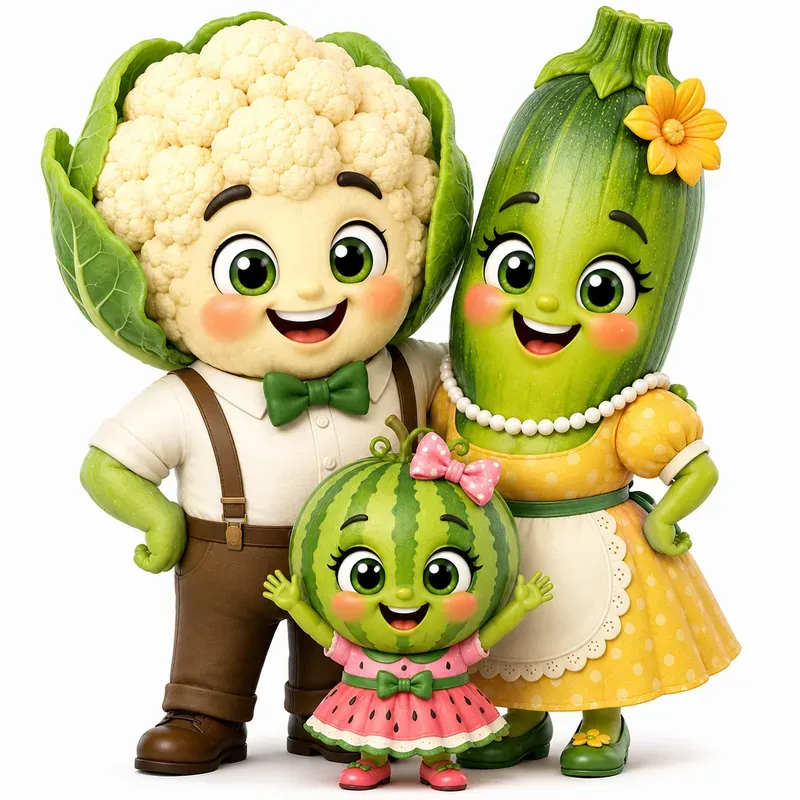 Cute 3D Vegetable Families
