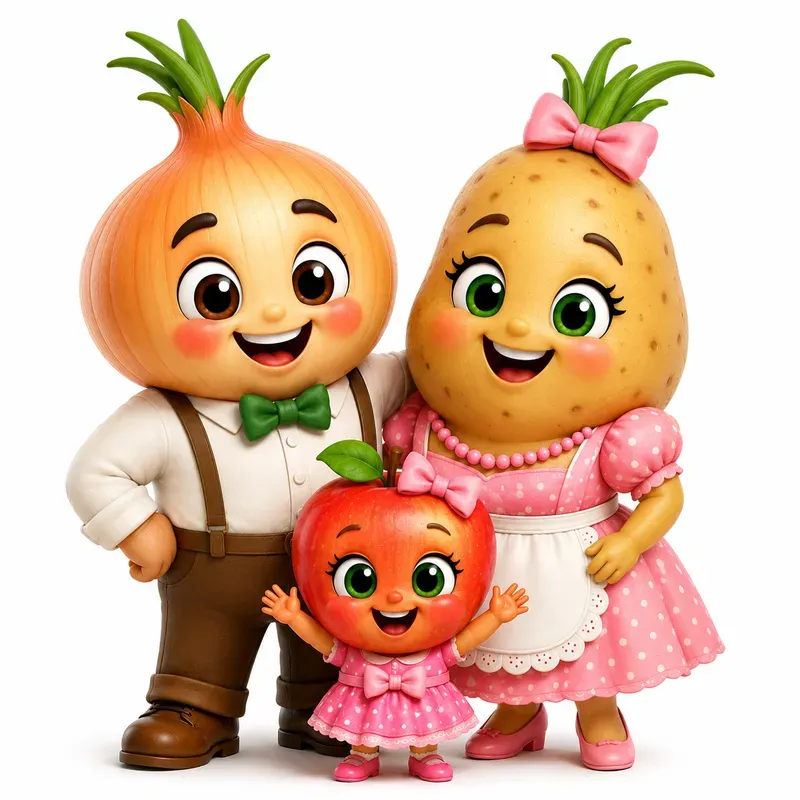 Cute 3D Vegetable Families