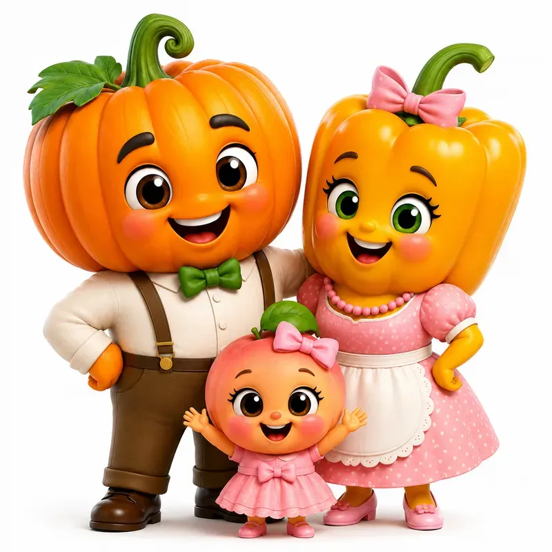 Cute 3D Vegetable Families