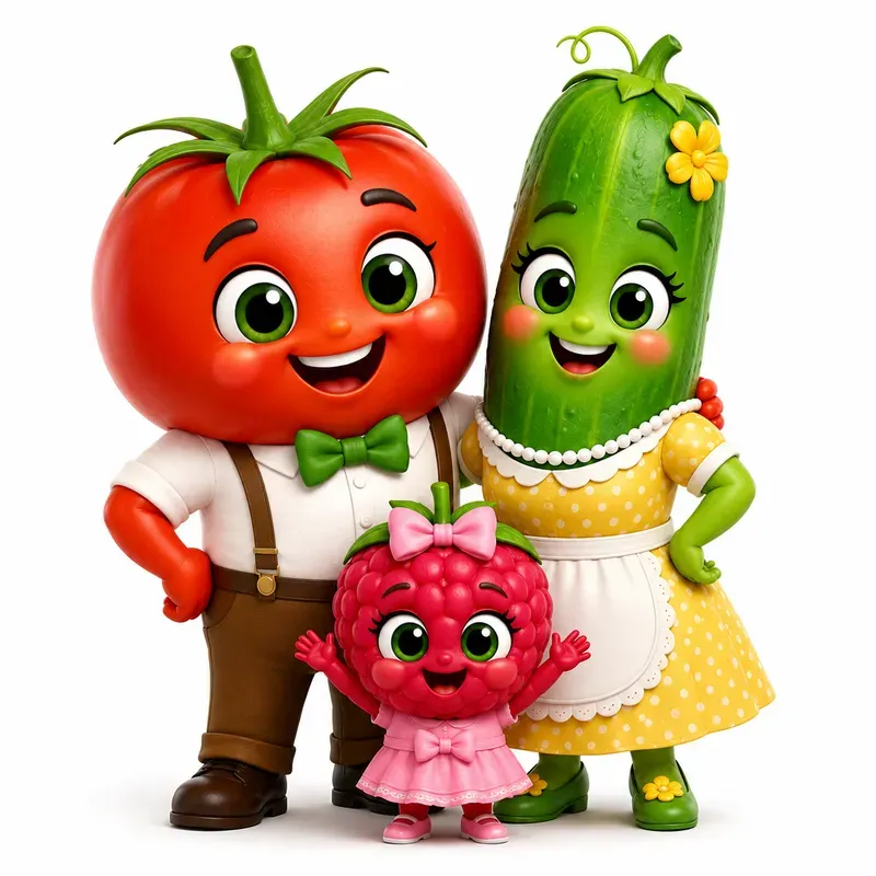 Cute 3D Vegetable Families