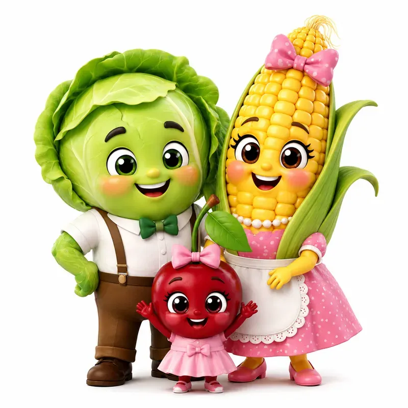 Cute 3D Vegetable Families