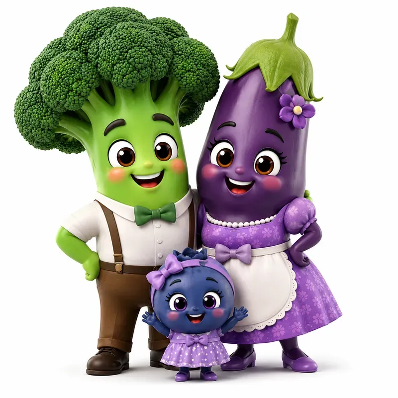 Cute 3D Vegetable Families