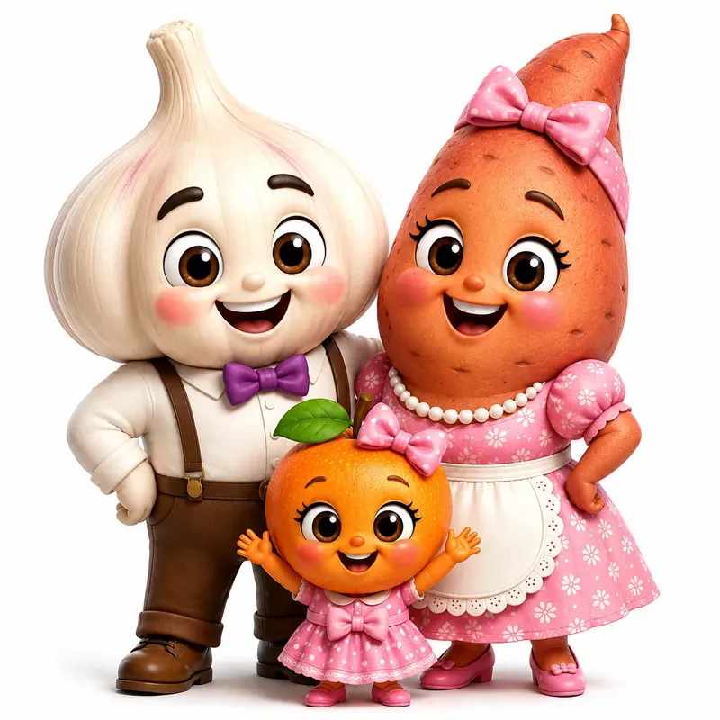 Cute 3D Vegetable Families