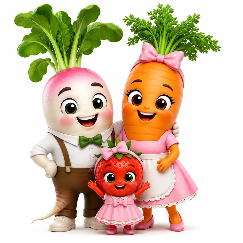 Cute 3D Vegetable Families