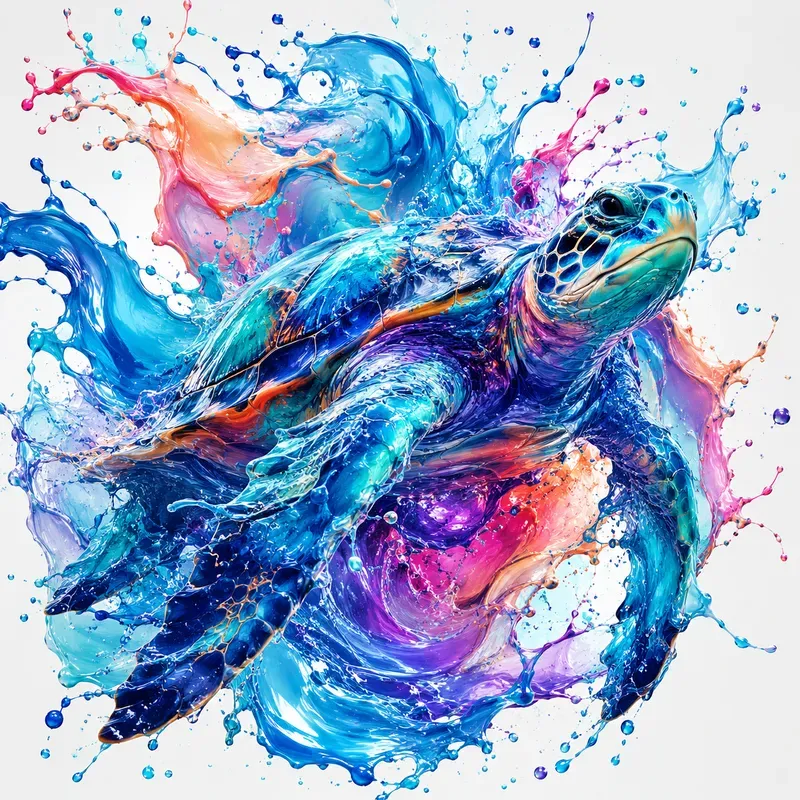 Dynamic Liquid Ocean Creature Art
