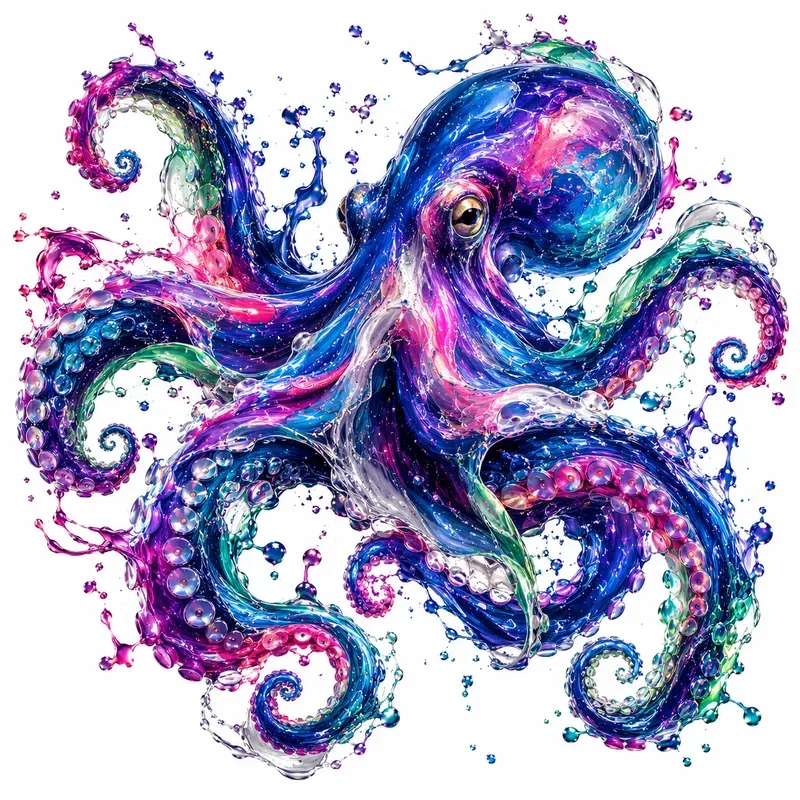 Dynamic Liquid Ocean Creature Art