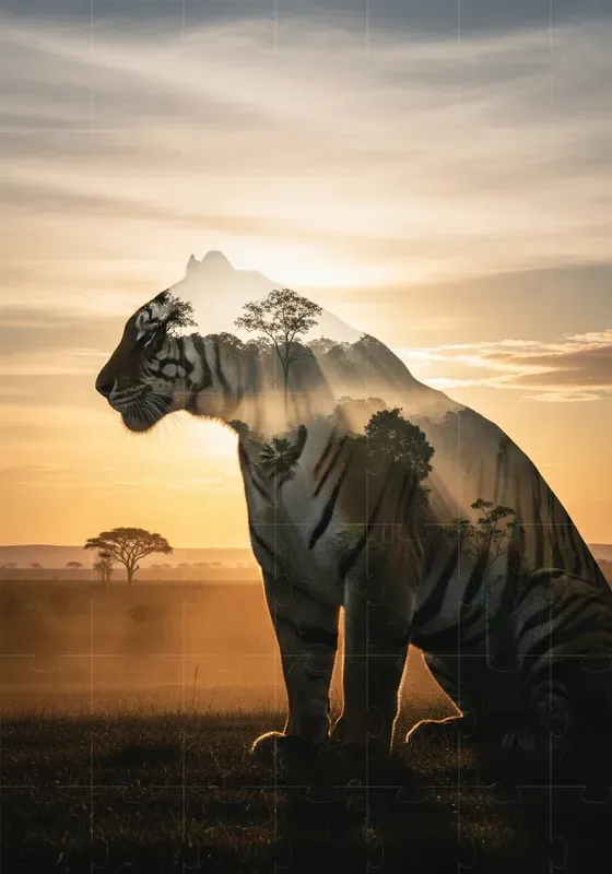 Double Exposure Wildlife Silhouettes