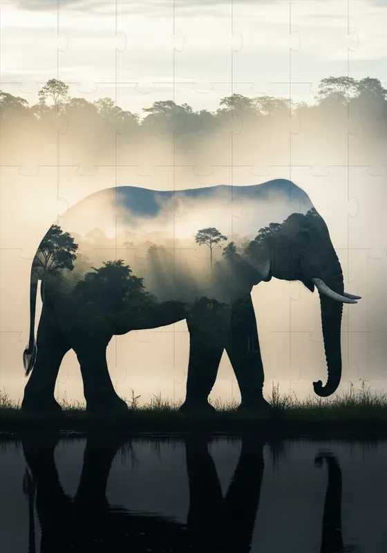 Double Exposure Wildlife Silhouettes