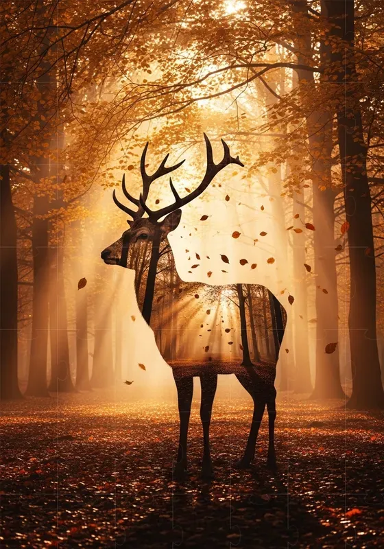 Double Exposure Wildlife Silhouettes