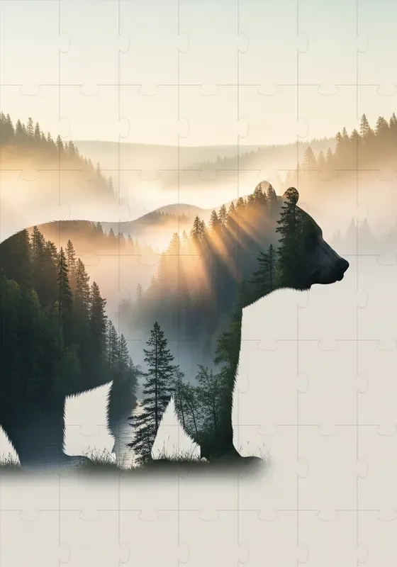 Double Exposure Wildlife Silhouettes