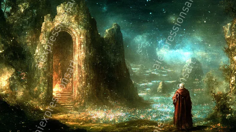Surreal Cosmic Gateway Oil Paintings