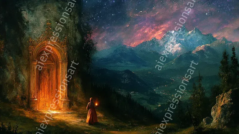 Surreal Cosmic Gateway Oil Paintings