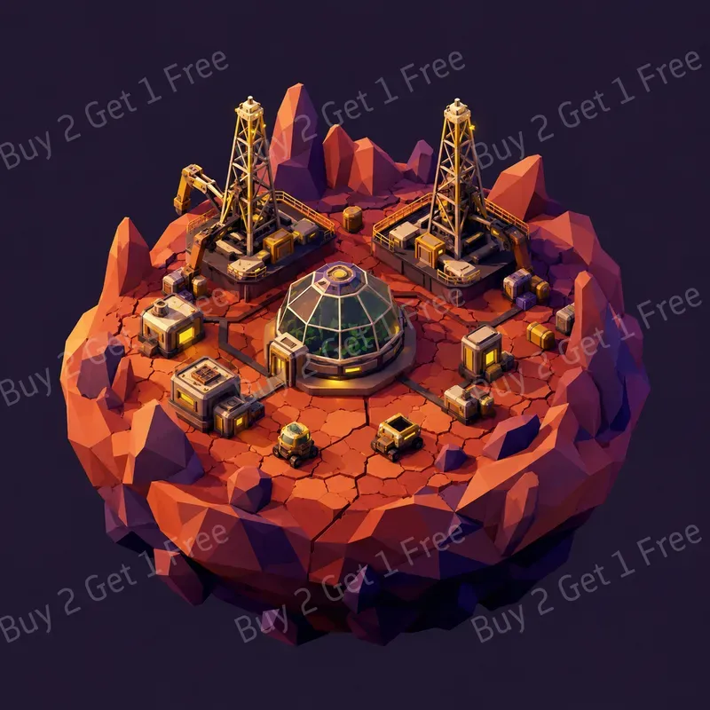 3D Lowpoly Space Colony Dioramas