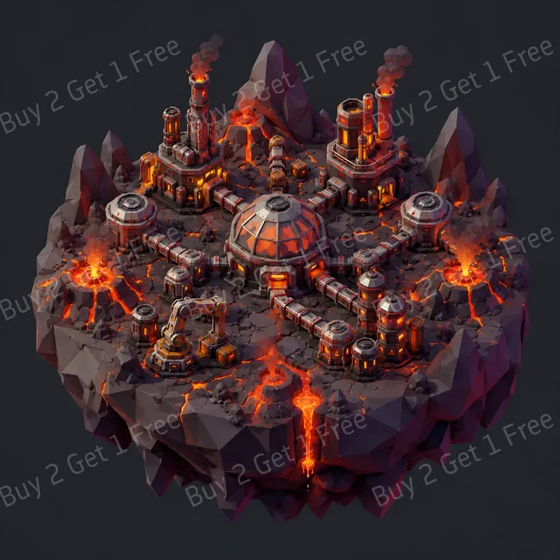 3D Lowpoly Space Colony Dioramas