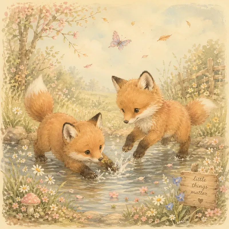 Whimsical Pastel Animal Scene Magic