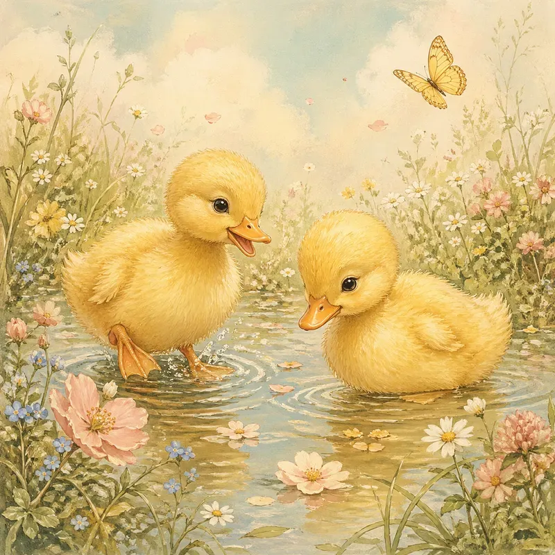 Whimsical Pastel Animal Scene Magic