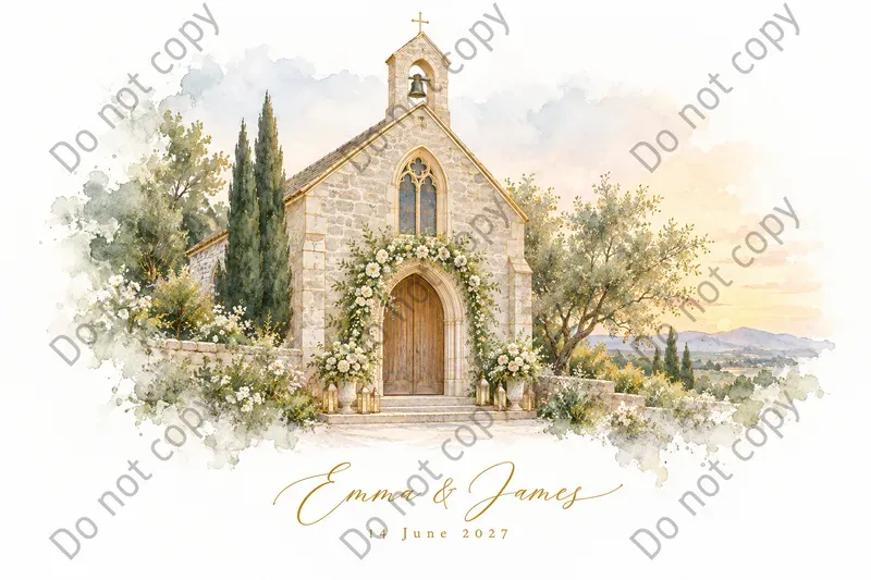 Wedding Venue Portrait Art Prints