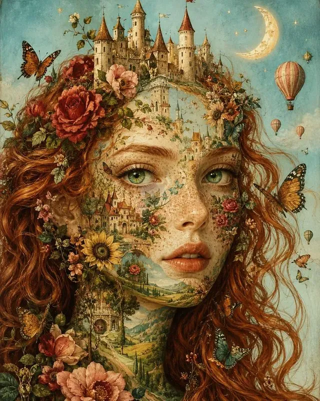 Cosmic Botanical Mosaic Portraits