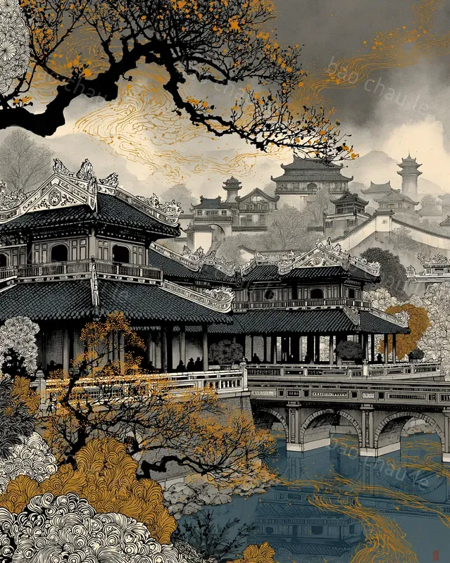 Vintage Vietnam Ink Illustrations
