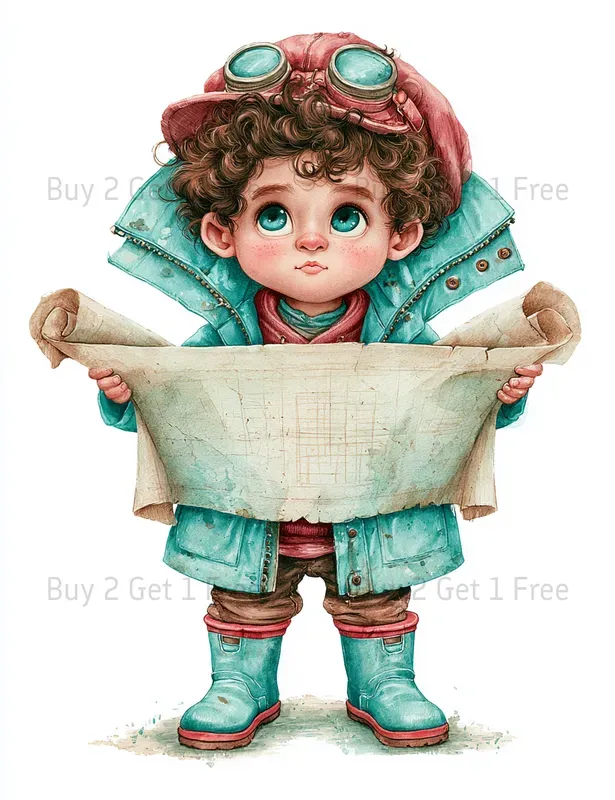Cute Seaside Builder Girl Clipart