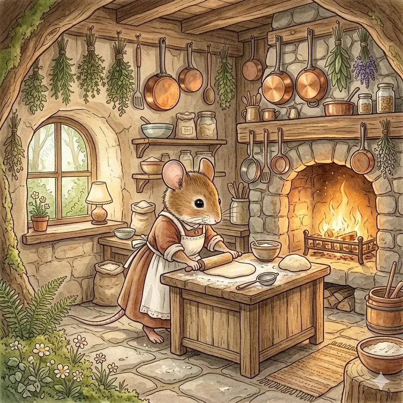 Cozy Vintage Watercolor Storybook Art