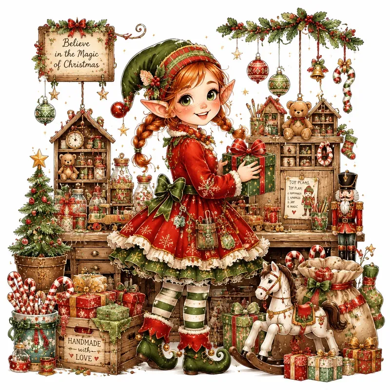 Whimsical Christmas Storybook Art