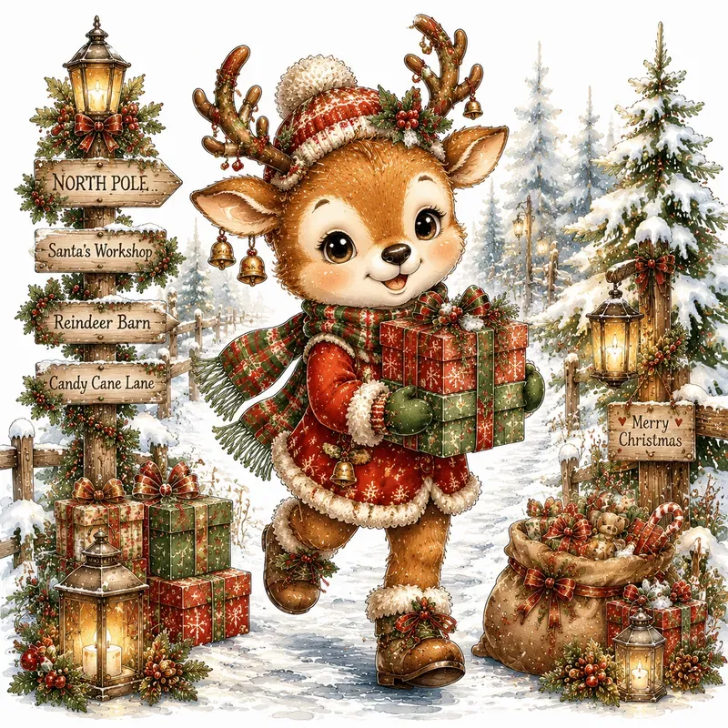 Whimsical Christmas Storybook Art