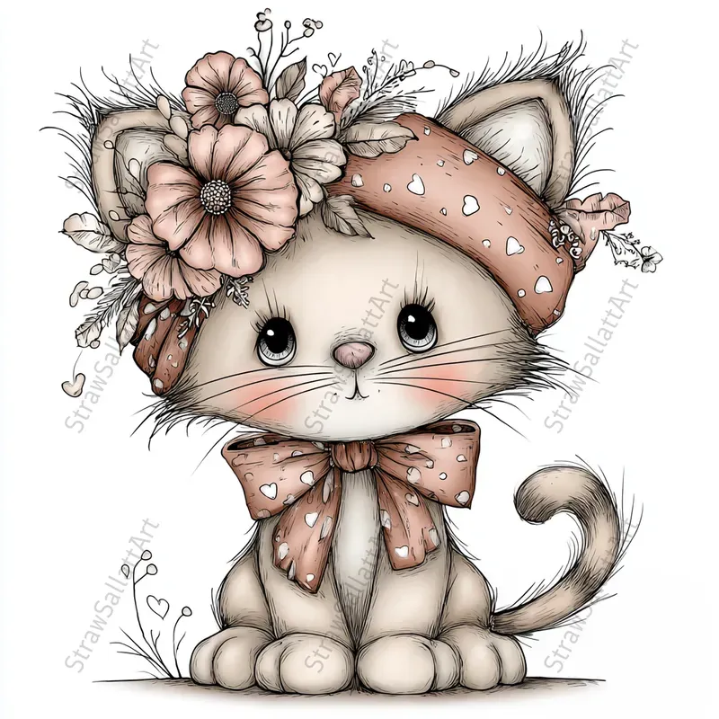 Love Baby Animals Boho Valentine Clipart
