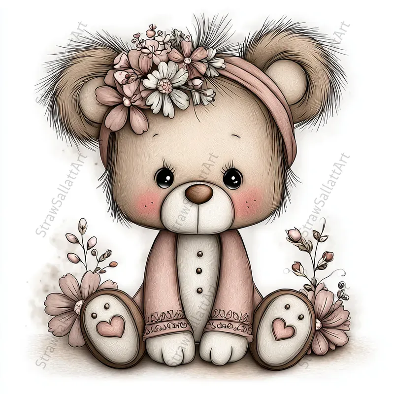 Love Baby Animals Boho Valentine Clipart