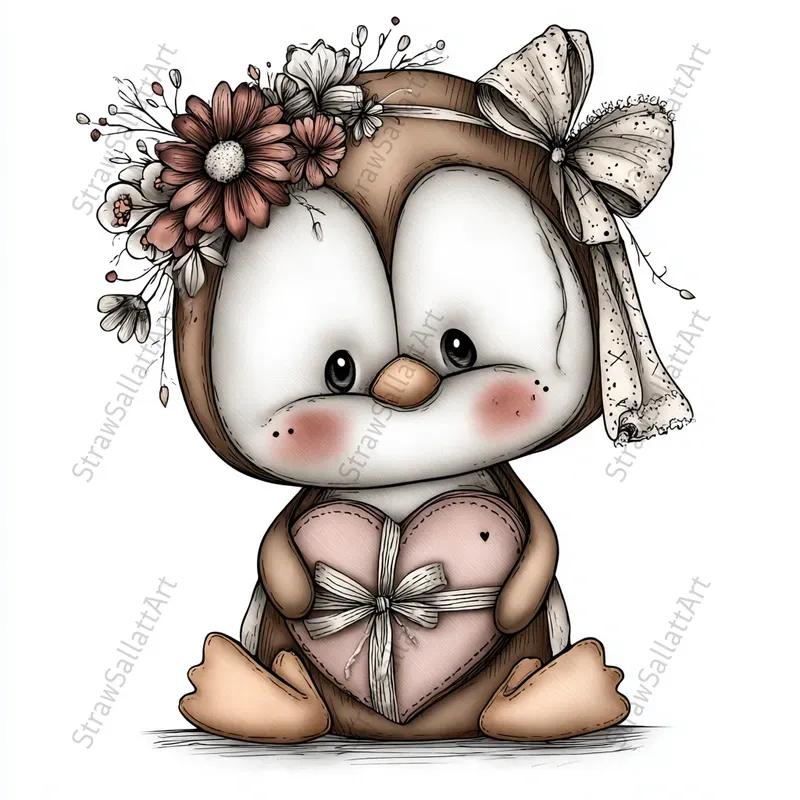 Love Baby Animals Boho Valentine Clipart