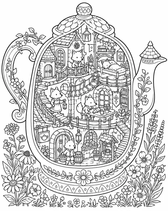 Tiny Worlds Coloring Books