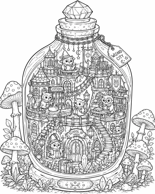 Tiny Worlds Coloring Books