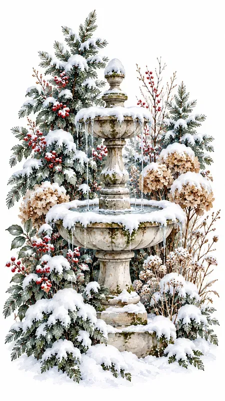 Hidden Winter Garden Watercolor Cliparts