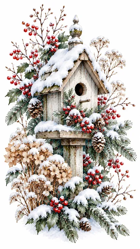 Hidden Winter Garden Watercolor Cliparts