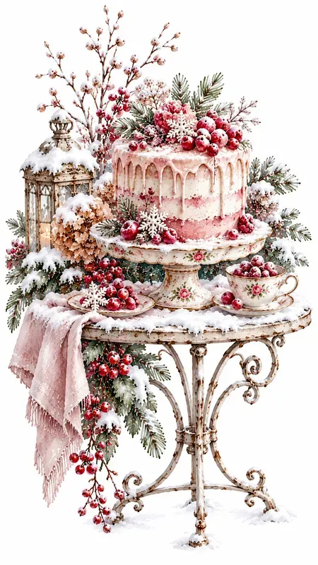 Hidden Winter Garden Watercolor Cliparts
