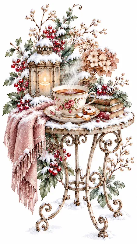 Hidden Winter Garden Watercolor Cliparts