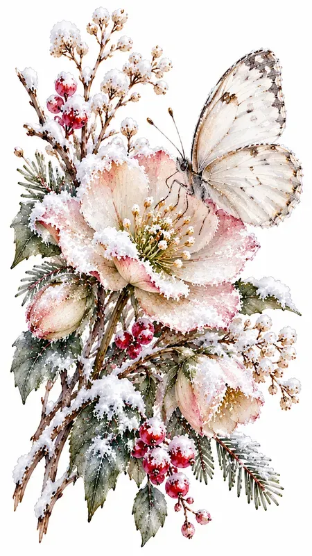 Hidden Winter Garden Watercolor Cliparts