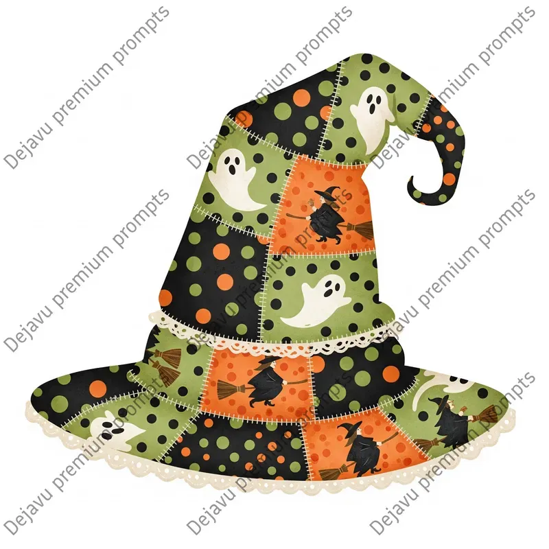 Halloween Patchwork Witchs Hats