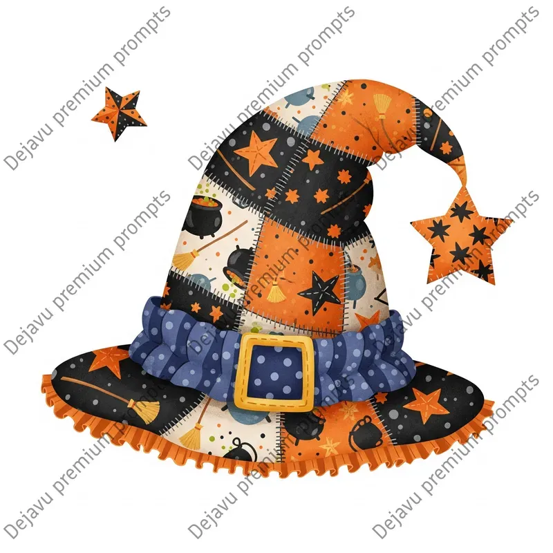 Halloween Patchwork Witchs Hats