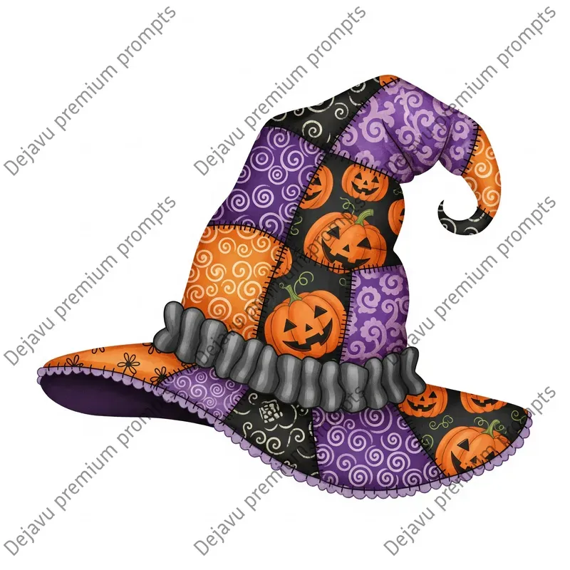 Halloween Patchwork Witchs Hats