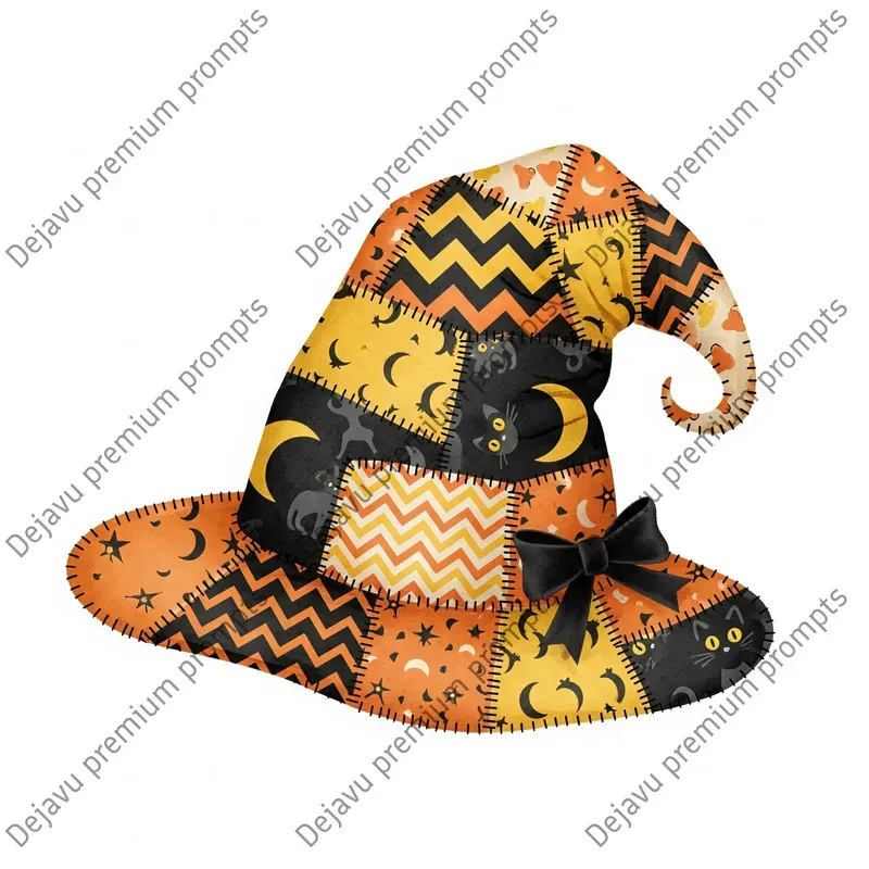 Halloween Patchwork Witchs Hats