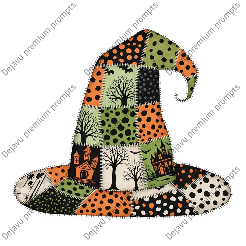 Halloween Patchwork Witchs Hats