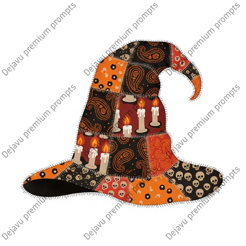 Halloween Patchwork Witchs Hats