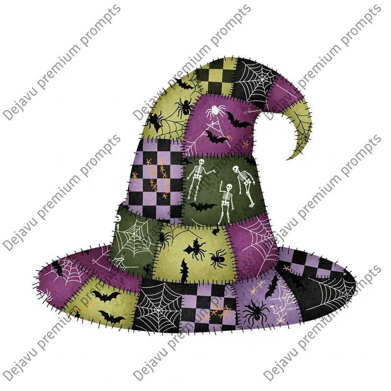 Halloween Patchwork Witchs Hats