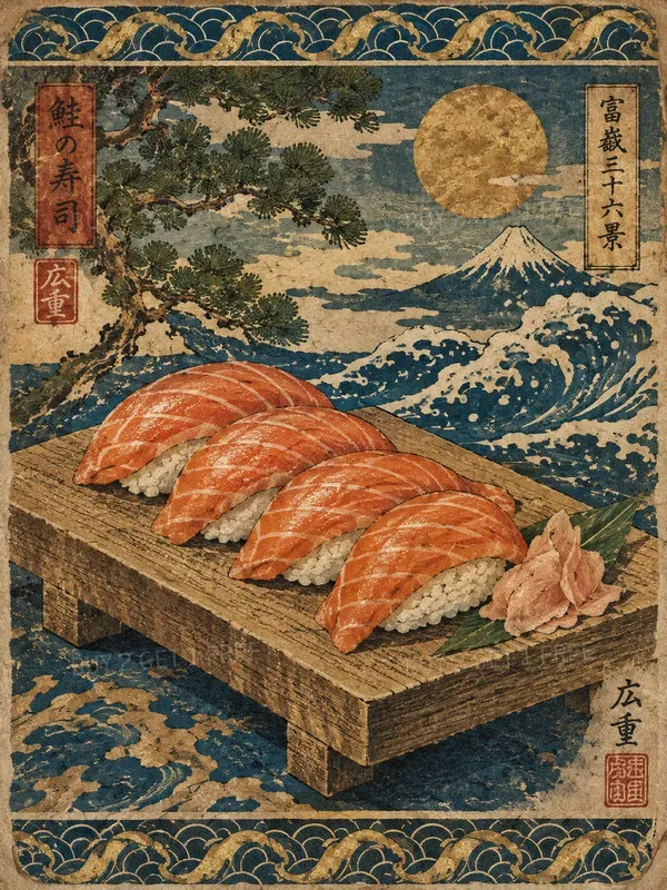 Traditional Japanese Ukiyoe Food Posters