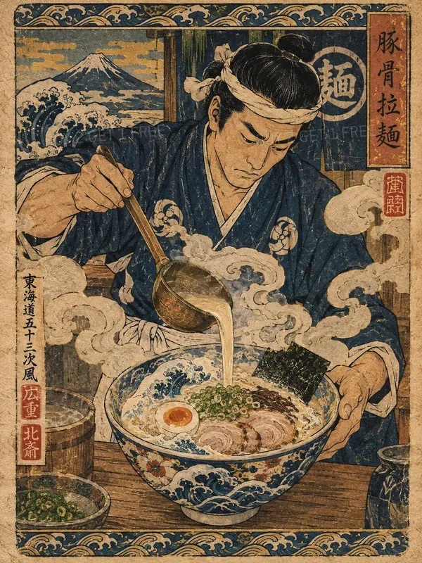 Traditional Japanese Ukiyoe Food Posters