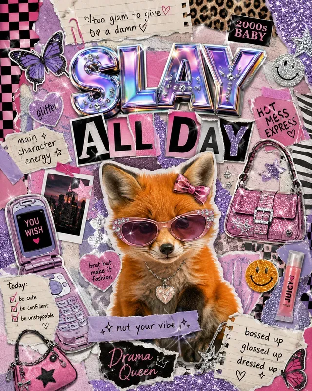 Y2k Scrapbook Animal Posters