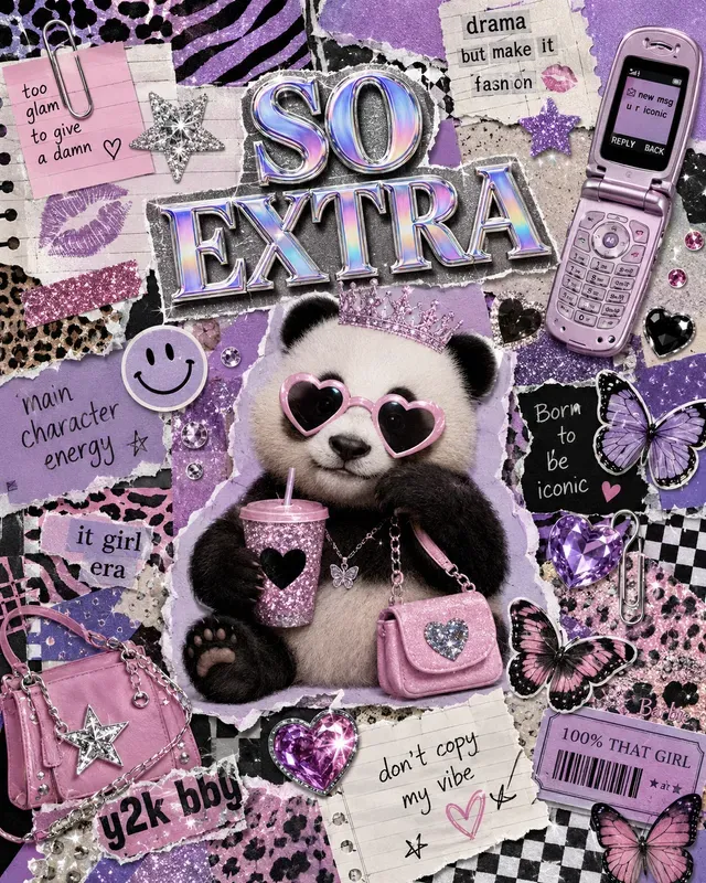 Y2k Scrapbook Animal Posters