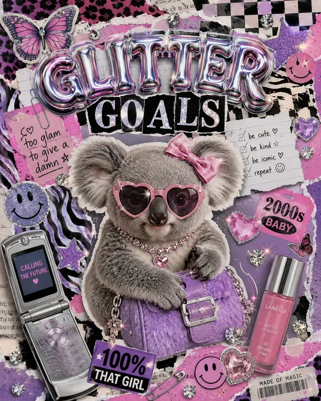 Y2k Scrapbook Animal Posters